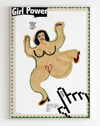 Plakat  GIRL POWER grafika dla niej kobieta feminist poster, BEATNIK illustration