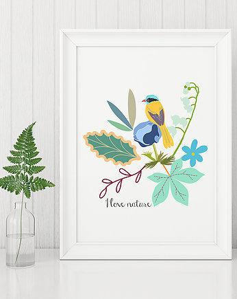 Plakat. Kwiaty i ptaki, Love Life and Forest