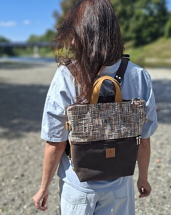 Zamszowy plecak 2w1 Miodowo Brązowy, sabi tatka