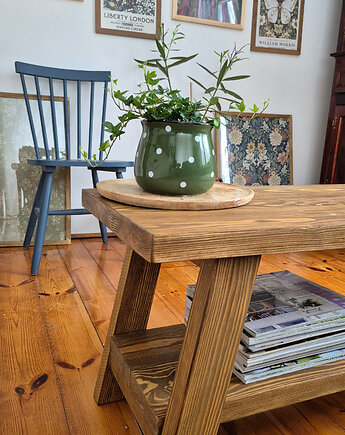 Stolik kawowy z litego drewna na zamówienie, Po zachodzie