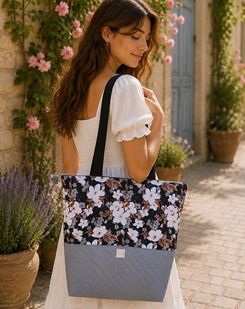 Torba shopper na zakupy wodoodporna shopperka torba na ramię kwiaty, Uszyciuch