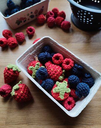 Zabawki do kuchni dla dzieci - szydełkowe owoce truskawki, borówki maliny, Helgowe heklowanie