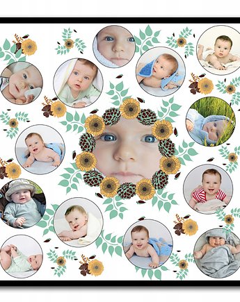 Plakat ze zdjęciami, kwiatami, personalizowany, Sowia Aleja