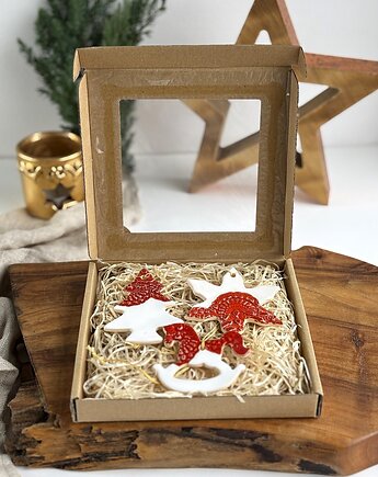 Zawieszki choinkowe  ceramiczne ozdoby świąteczne 3 el., Ceramika Tyka