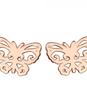 Kolczyki z motylkami w różowym złocie, OKAZJE - Prezenty na 18 dla córki