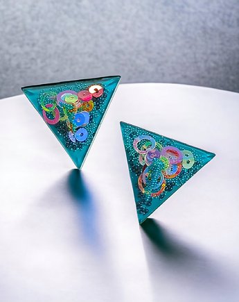 UNIKATOWE klipsy - piramidki - PARTY TIME, kaktusia