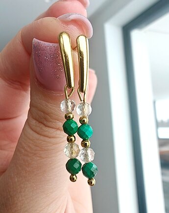Kolczyki wiszące malachit i cytryn, NESSING handmade
