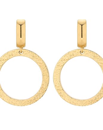 Złote duże kolczyki z chropowatymi kołami, SOTHO