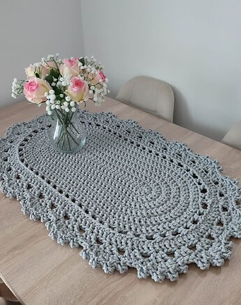 Bieżnik owalny szydełkowy ze sznurka 50cmx90cm, MISZ MASZ Dorota Tyszko