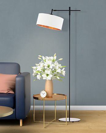 Designerska lampa stojąca z abażurem w stylu glamour MELTON GOLD, LYSNE