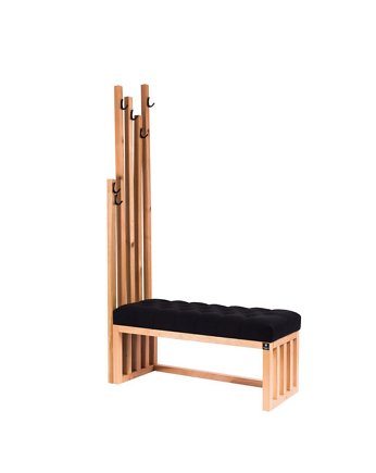 Ławka Szafka Pufa Pikowane Siedzisko Czarny Wieszak LPP-76, EMRA WOOD DESIGN