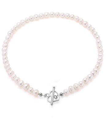 Choker / naszyjnik "Heart" z naturalnych pereł- srebro 925 pozłacane, Coccola JEWELLERY