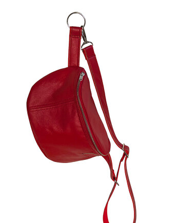 Duża czerwona nerka damska  U'POLKA, skóra naturalna, UNIQUE HandMade