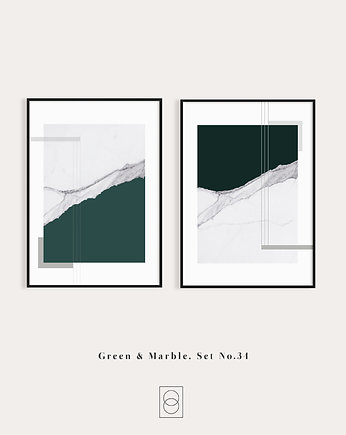 Marble zestaw z zielonym, nr 34 - dwa plakaty B2 do salonu, OKAZJE - Prezent na Wesele