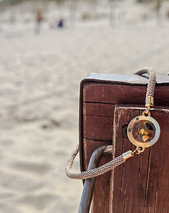Bransoletka na sznurku z bursztynem, Figa handmade accessories