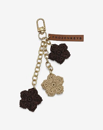 Brelok Trzy Kwiatki - Ecru i Czekolada, Frozen Keys