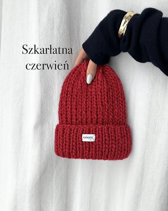Czapka Lily 100% wełna *szkarłatna czerwień*, GANGSTA KNIT