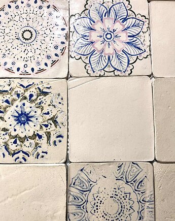 Płytki ceramiczne Rozeta Mix duże, ręcznie robione kafle z unikalnymi wzorami, Ceramika Nastawka