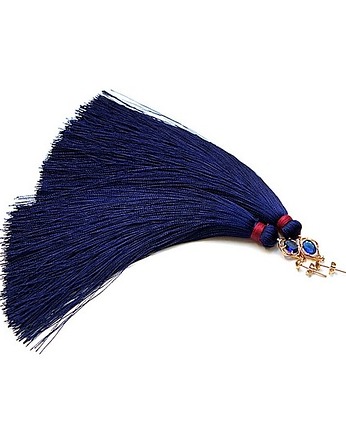 Kolczyki chwosty Maxi boho /navy blue - bordoux/, KiKa pracownia