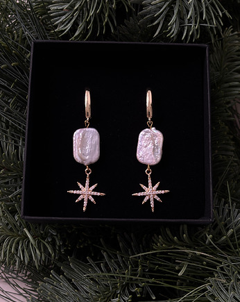 Kolczyki  z perłą i gwiazdą, Chmolowska Jewellery