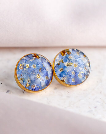 Kolczyki sztyfty z niezapominajkami, nature gift