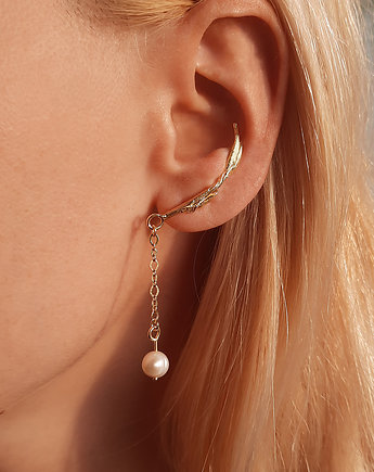 Kolczyk- nausznica PERŁA Gold srebro pozłacane - lewe ucho