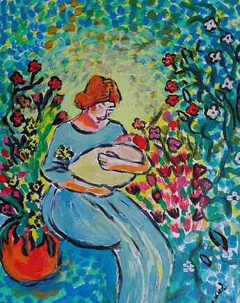Obraz  macierzyństwo kobieta z dzieckiem, alice oil on canvas