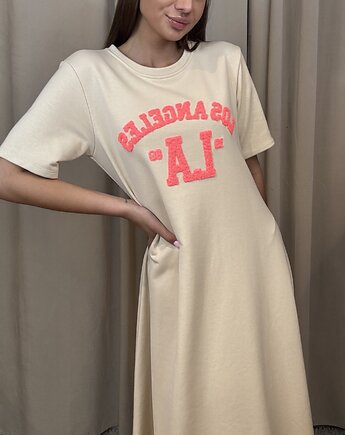 Bawełniana tunika Los Angeles BEIGE, SOLO moda