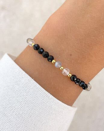 Talizman - czarny turmalin, kryształ górski, labradoryt, Bring Biżuteria