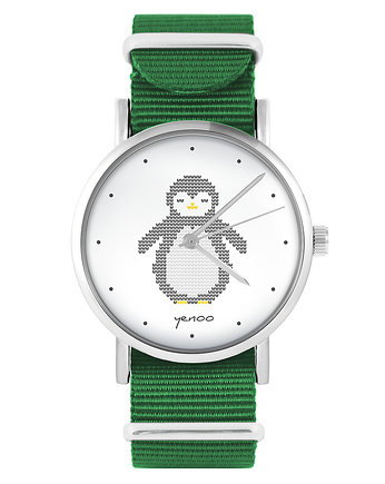 Zegarek - Pingwin - zielony, nylonowy, yenoo