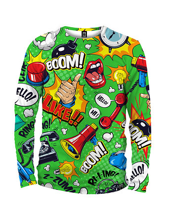 Koszulka Longsleeve Męska DR.CROW Komiks Green, DrCrow