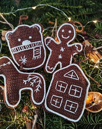 Zestaw świątecznych pierniczków - ozdoba choinkowa, wernika