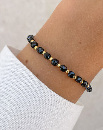 Bransoletka na gumce czarny turmalin ochrona, Bring Biżuteria