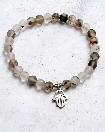 HAMSA - amulet - kwarc & stal, kaktusia