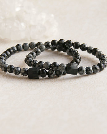 KOMPLET dla PARY - obsydian, turmalin, kaktusia