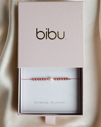 Bransoletka rodonit z perełką., Bibu bijoux