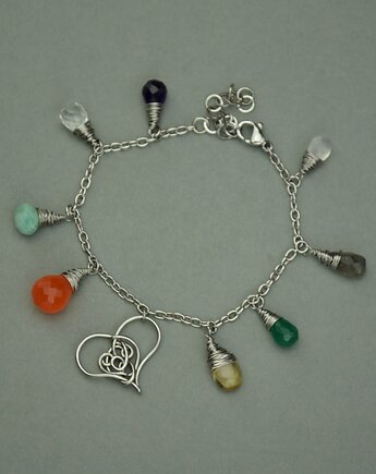 Bransoletka serce kolorowa wire wrapping, Agata Rozanska