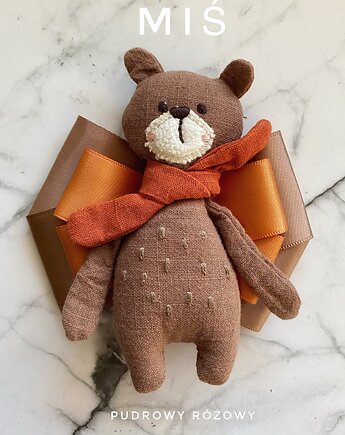 Artystyczna Brosza z niesamowitym Misiem! Pop Art MIŚ, Pudrowy Różowy