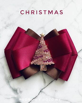 Brosza z Choinką Mikołajki Święta, Pudrowy Różowy