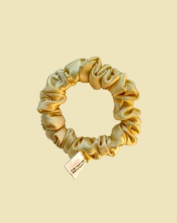 Gumka jedwabna, scrunchie, gumka do włosów, gumka satynowa cytynowa aura MINI, Capillum