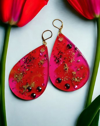 UNIKATOWE kolczyki z żywicy : kolekcja PICASSO : XL II, kaktusia