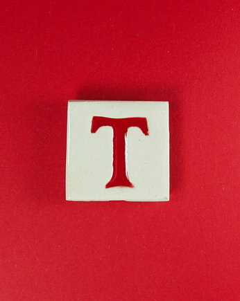 Ceramiczny magnes, czerwona literka T, M.J
