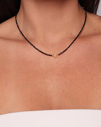 Naszyjnik z kamieni naturalnych czarny turmalin cytryn hematyt, Bring Biżuteria