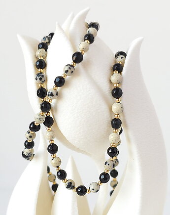 Naszyjnik z kamieni naturalnych: jaspis dalmatyński "dalmatyńczyk", MYNESS