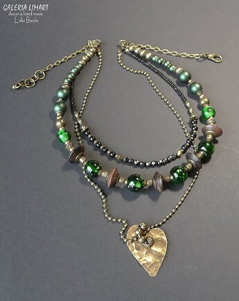 Naszyjnik z ręcznie wykutym sercem z miedzi dla kochającej unikaty, 3w1, Galeria Limart