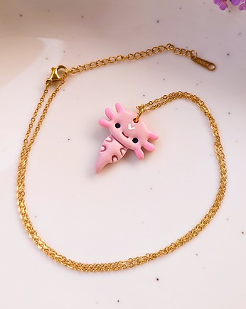 Naszyjnik aksolotl, Ambystoma meksykańska, salamandra, w stylu boho, Dary Rusałki