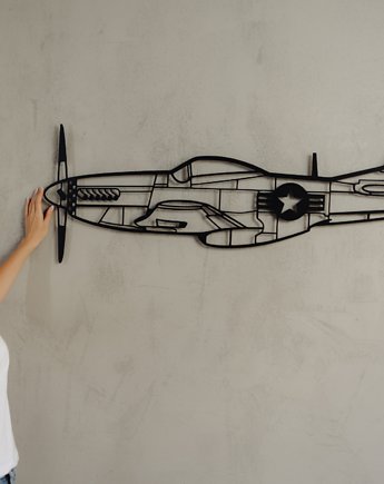 Myśliwiec P51 Mustang metalowa ozdoba na ścianę 3D, Aircraft Sketches