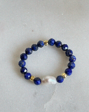 Pierścionek elastyczny Lapis Lazuli, Chmolowska Jewellery
