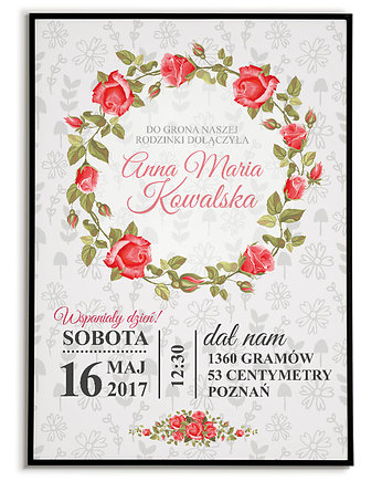 Plakat METRYCZKA KARTKA Z KALENDARZA kwiaty, Bajkowe Obrazki