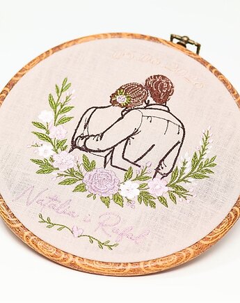 Ślubna, indywidualna dedykacja, haft w oprawie vintage, Plasun